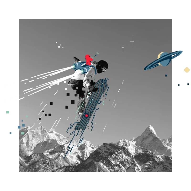 Snowboardfahrer springt in die Luft